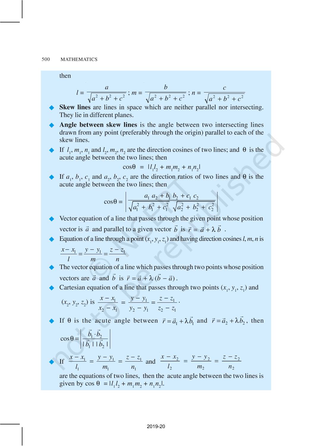 Three Dimensional Geometry NCERT Book Of Class 12 Mathematics Part II